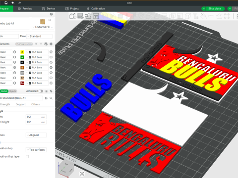 PKL Bengaluru Bulls badge color printable and renderable Modelo de Impressão 3D