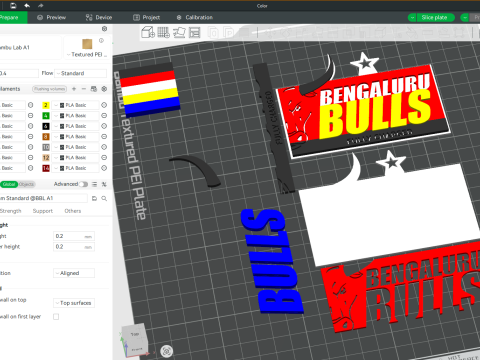 PKL Bengaluru Bulls badge color printable and renderable Modelo de Impressão 3D
