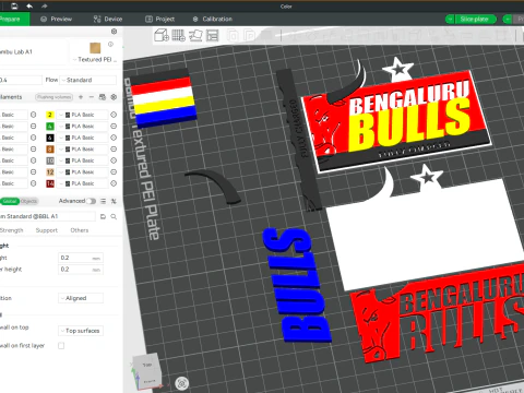 PKL Bengaluru Bulls badge color printable and renderable 3D Print Model