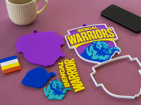 PKL Bengal Warriorz badge color printable and renderable 3D Print Model