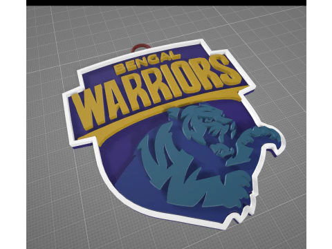 PKL Bengal Warriorz badge color printable and renderable 3D Print Model