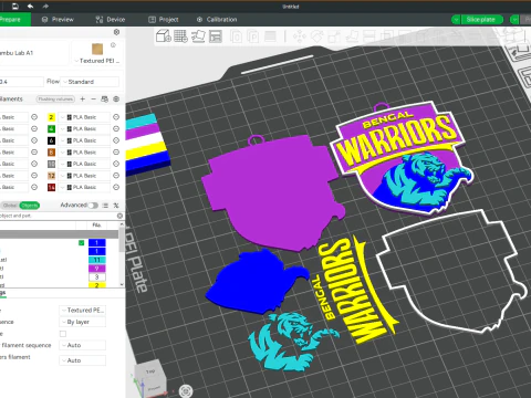 PKL Bengal Warriorz badge color printable and renderable 3D Print Model