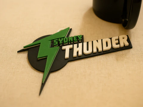 BBL Sydney Thunder badge color printable and renderable 3D Print Model