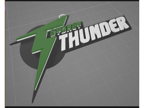 BBL Sydney Thunder badge color printable and renderable 3D Print Model