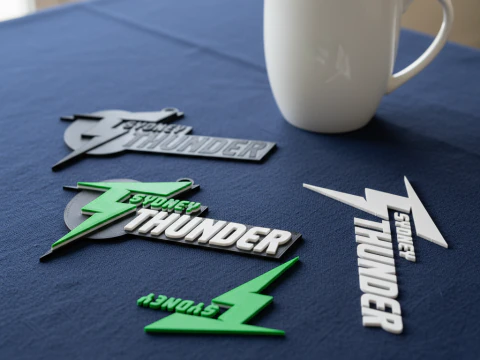 BBL Sydney Thunder badge color printable and renderable 3D Print Model