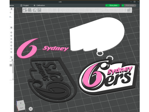 BBL Sydney Sixers badge color printable and renderable 3Dプリントモデル