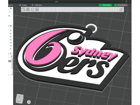 BBL Sydney Sixers badge color printable and renderable 3Dプリントモデル