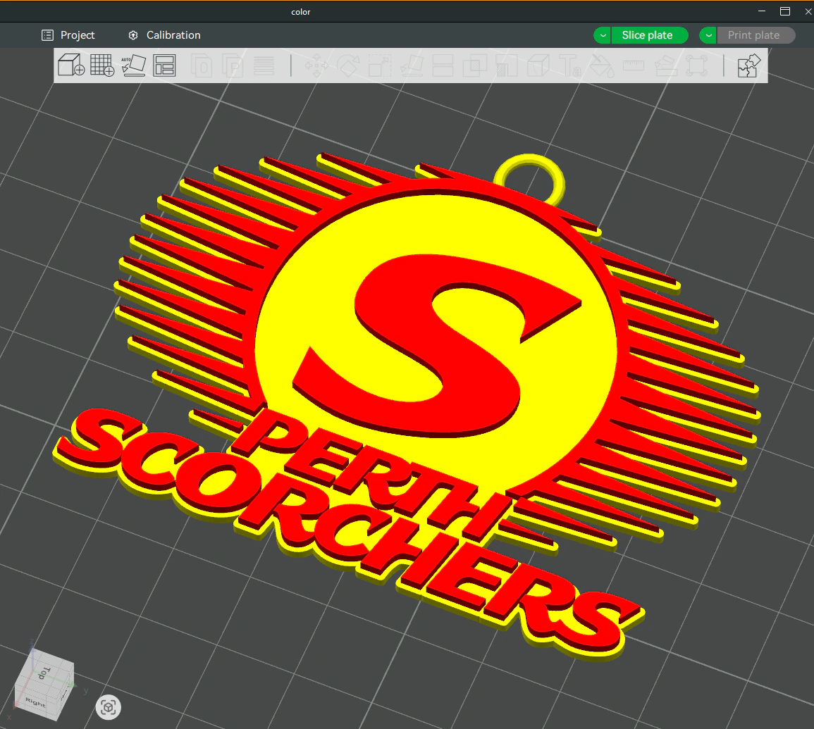 BBL Perth Scorchers Badge Color Printable And Renderable 3D Print Model .c4d .max .obj .3ds .fbx .stl .blend