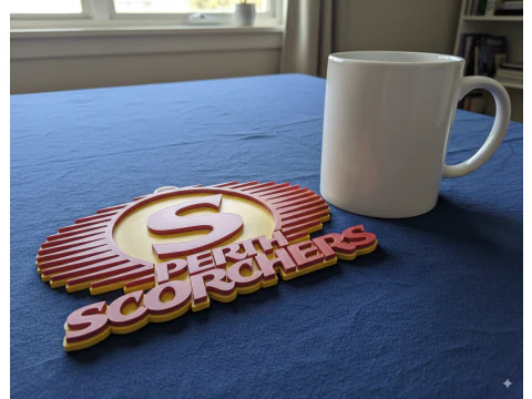BBL Perth Scorchers Badge Color Printable And Renderable 3D Print Model