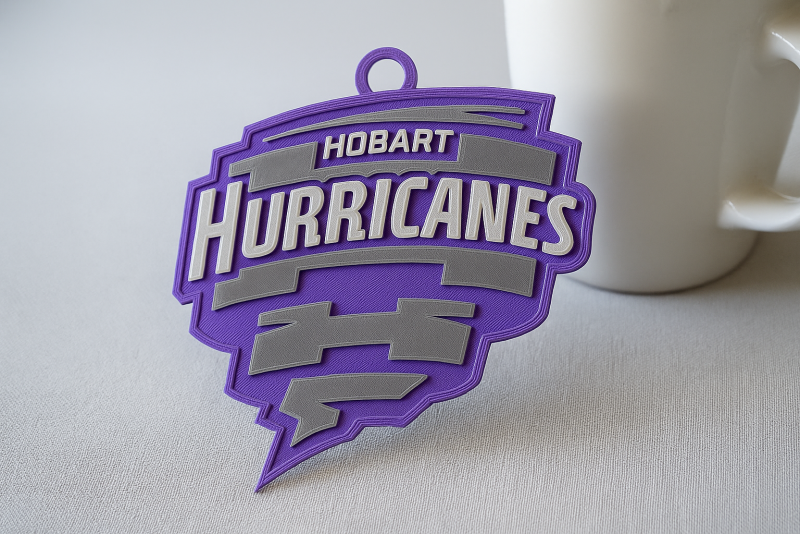 BBL Hobart Hurricanes badge color printable and renderable Model Cetak 3D .c4d .max .obj .3ds .fbx .stl .blend 