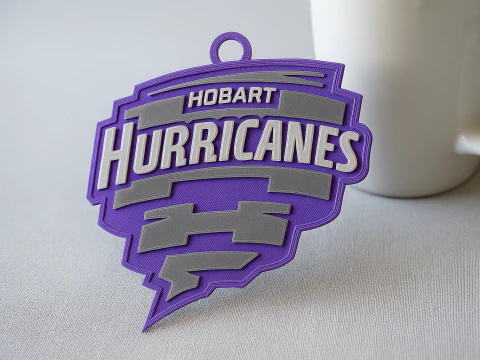 BBL Hobart Hurricanes badge color printable and renderable 3D Print Model