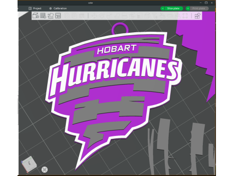 BBL Hobart Hurricanes badge color printable and renderable Model Cetak 3D