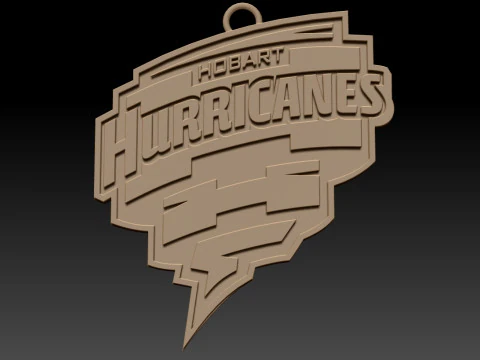 BBL Hobart Hurricanes badge color printable and renderable 3D Print Model