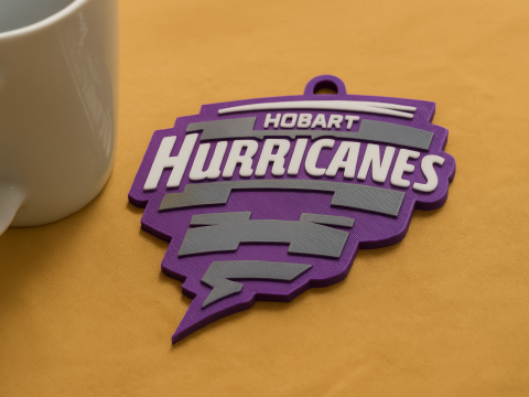 BBL Hobart Hurricanes badge color printable and renderable Model Cetak 3D