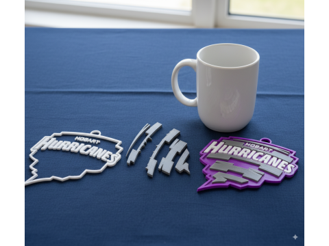 BBL Hobart Hurricanes badge color printable and renderable Model Cetak 3D