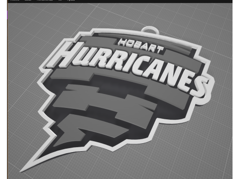 BBL Hobart Hurricanes badge color printable and renderable Model Cetak 3D