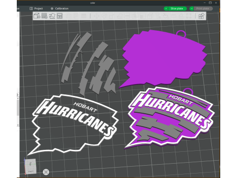 BBL Hobart Hurricanes badge color printable and renderable Model Cetak 3D