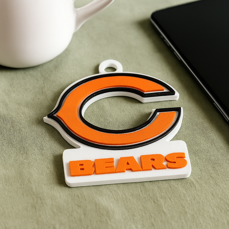 NFL Bears Keychan Shield Printable and Renderable 3D Print Model .c4d .max .obj .3ds .fbx .stl .blend