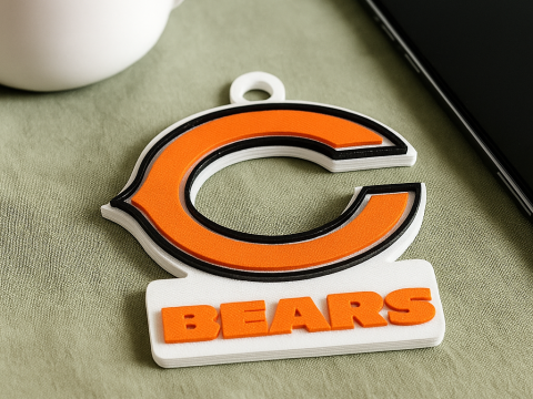 NFL Bears Keychan Shield Printable and Renderable 3D Print Model