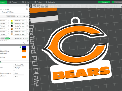 NFL Bears Keychan Shield Printable and Renderable 3D Print Model