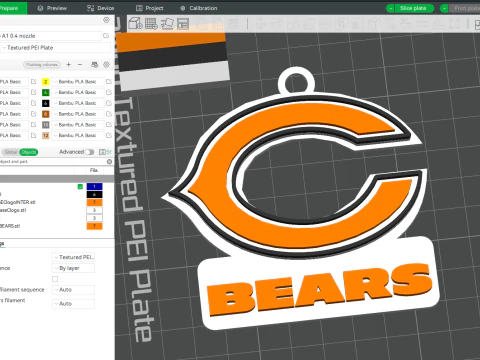 NFL Bears Keychan Shield Printable and Renderable 3D Print Model