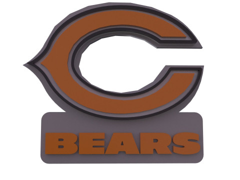 NFL Bears Keychan Shield Printable and Renderable 3D Print Model