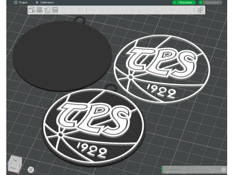 Liiga TPS Turku keychain badge color printable and renderable Modello di stampa 3D