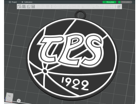 Liiga TPS Turku keychain badge color printable and renderable Modello di stampa 3D