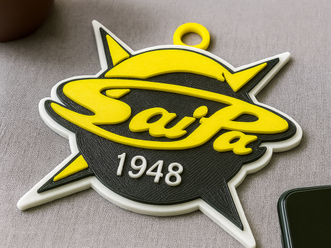 Liiga SaiPa Lappeenranta keychain badge color printable and renderable Model Cetak 3D