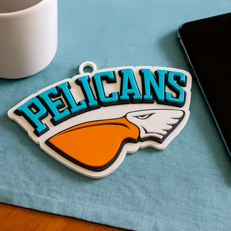 Liiga Lahti Pelicans keychain badge color printable and renderable Modello di stampa 3D .c4d .max .obj .3ds .fbx .stl .blend 