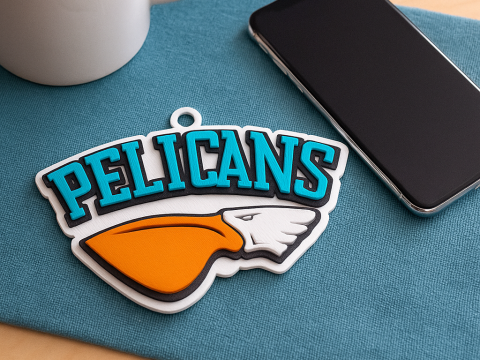 Liiga Lahti Pelicans keychain badge color printable and renderable Modello di stampa 3D