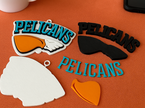 Liiga Lahti Pelicans keychain badge color printable and renderable Modello di stampa 3D