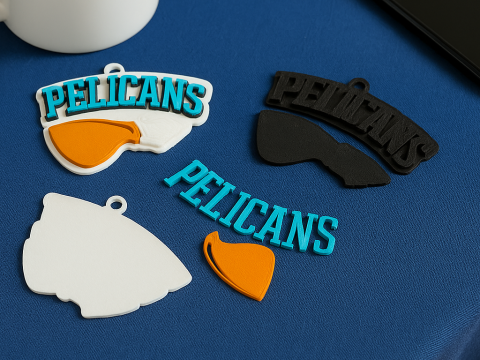 Liiga Lahti Pelicans keychain badge color printable and renderable Modello di stampa 3D