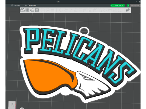 Liiga Lahti Pelicans keychain badge color printable and renderable Modello di stampa 3D