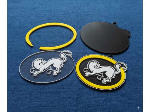 Liiga Oulun Krpt keychain badge color printable and renderable 3D Print Model