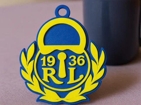 Liiga Rauman Lukko keychain badge color printable and renderable 3D Print Model