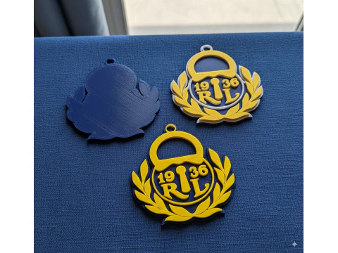 Liiga Rauman Lukko keychain badge color printable and renderable 3D Print Model