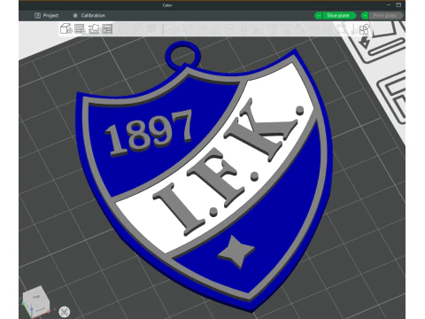 Liiga HIFK Helsinki keychain badge color printable and renderable 3D Print Model