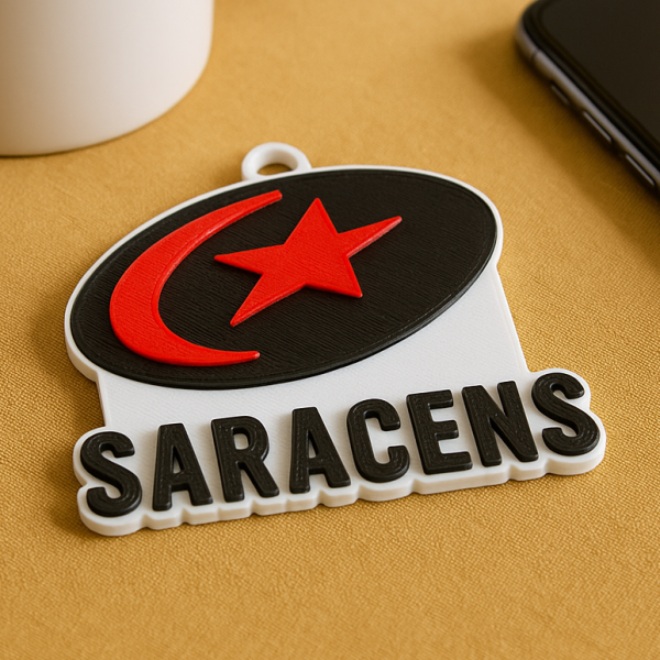 PREM Rugby Saracens FC keychain badge color printable and renderable Modello di stampa 3D .c4d .max .obj .3ds .fbx .stl .blend 