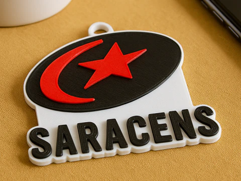 PREM Rugby Saracens FC keychain badge color printable and renderable 3D Print Model