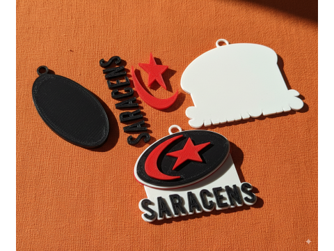 PREM Rugby Saracens FC keychain badge color printable and renderable Modello di stampa 3D