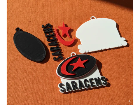 PREM Rugby Saracens FC keychain badge color printable and renderable 3D Print Model