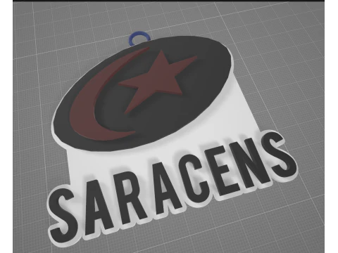 PREM Rugby Saracens FC keychain badge color printable and renderable 3D Print Model