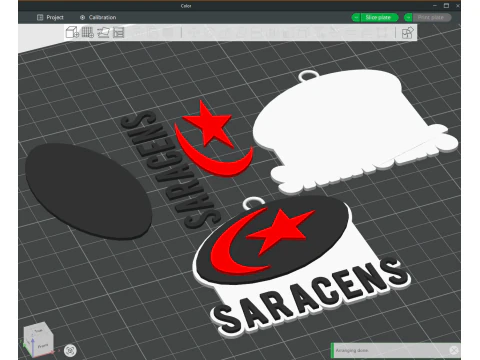 PREM Rugby Saracens FC keychain badge color printable and renderable 3D Print Model