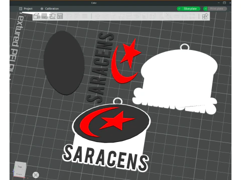 PREM Rugby Saracens FC keychain badge color printable and renderable 3D Print Model