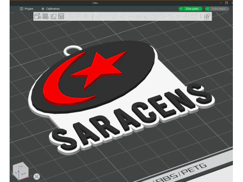PREM Rugby Saracens FC keychain badge color printable and renderable 3D Print Model