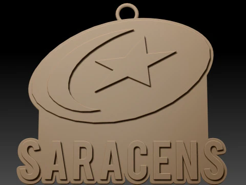 PREM Rugby Saracens FC keychain badge color printable and renderable 3D Print Model