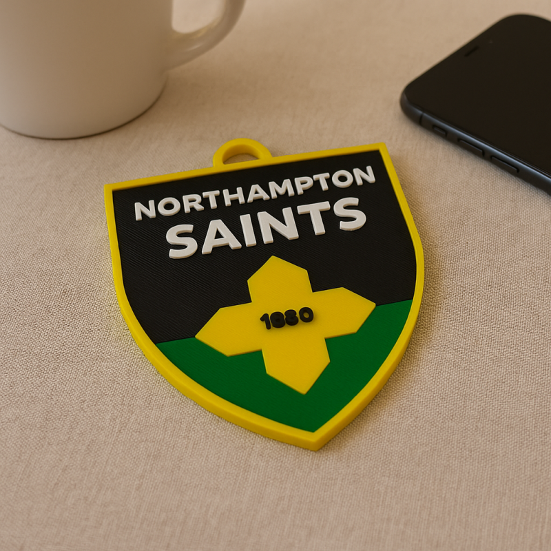 PREM Rugby Northampton Saints keychain badge color printable and renderable 3Dプリントモデル .c4d .max .obj .3ds .fbx .stl .blend