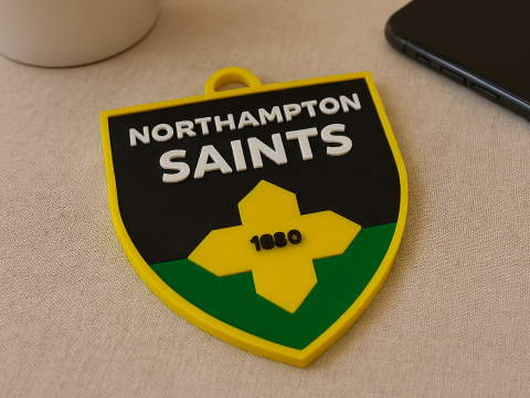 PREM Rugby Northampton Saints keychain badge color printable and renderable Model Cetak 3D