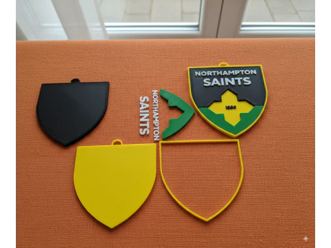 PREM Rugby Northampton Saints keychain badge color printable and renderable 3D Print Model